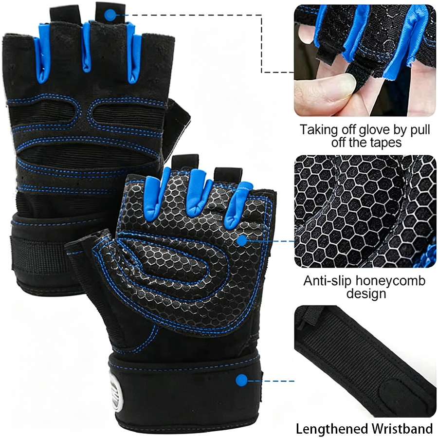 3 Pairs Anti-slip Half Finger  - Workout Glove Gym review and price