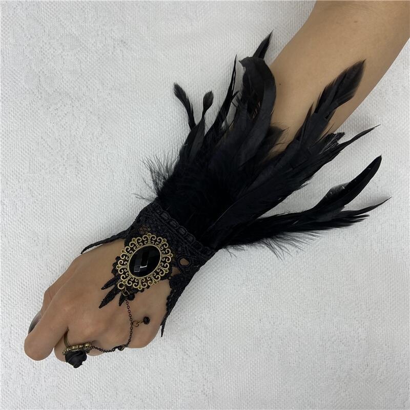 Halloween Feather Lace Gloves  - Motorcycle Glove Knuckle review and price